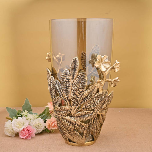 Aqua Leaf Palm Antique Vase