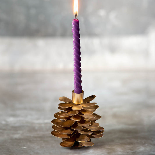 Floral Rush Candle Stick Holder - Gold