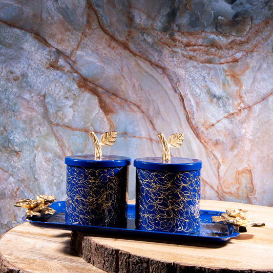 Sapphire Blue Serving Jar Set with Tray