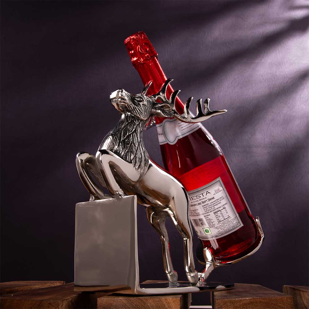 Antlers Decor Single Wine Bottle Display Holder Reindeer Single