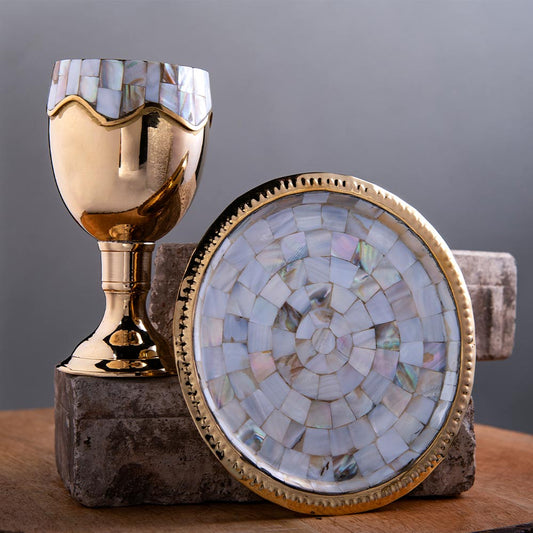 Luxury Brass Wine Goblet Glass & Coaster Set
