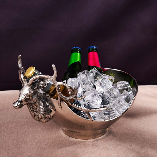 Silver Stag Head Wine Cooler Bucket