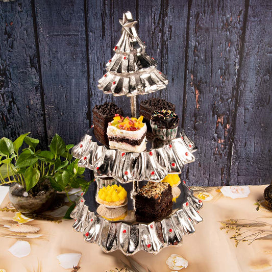 Yule Christmas Tree 2-Tier Cake Stand