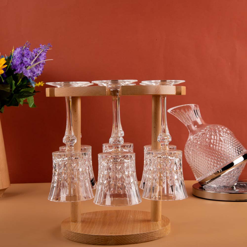 wooden glass rack stand
