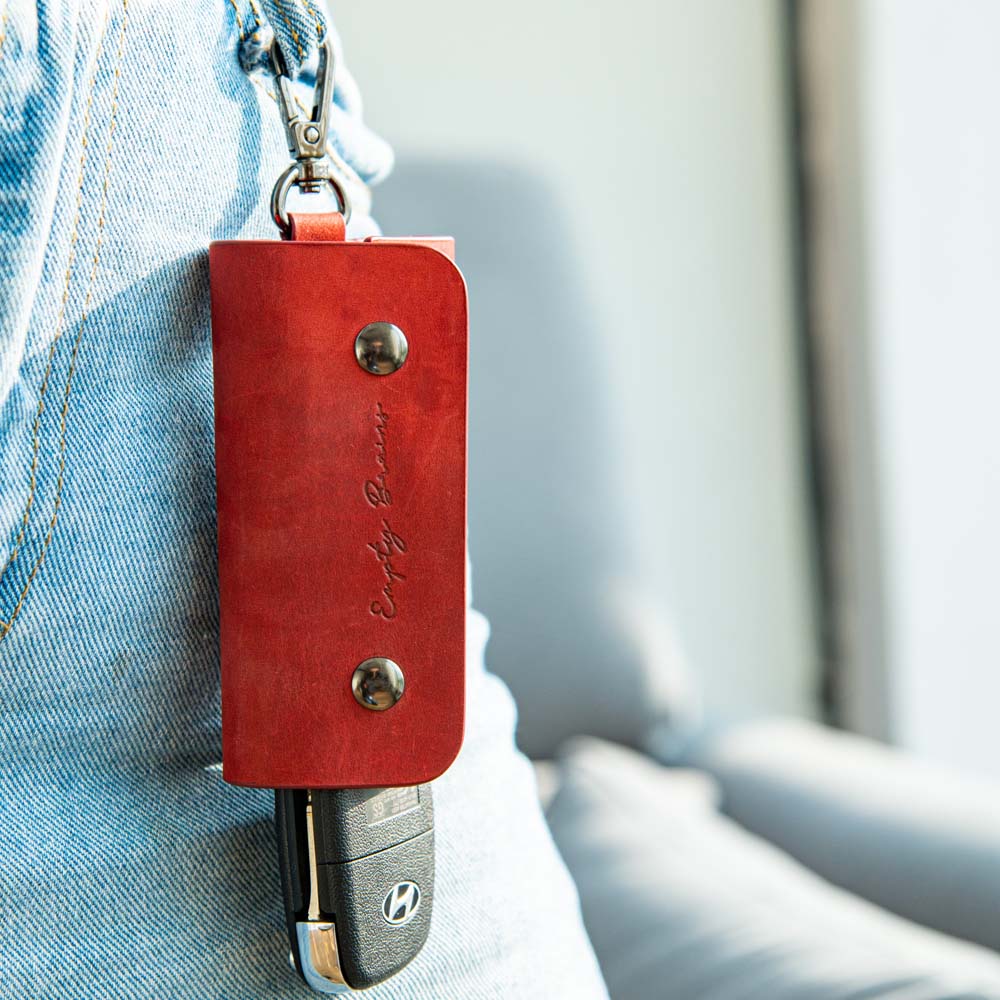 Buy Red Leather Key Holder Pouch Online Multiple Key Organizer Case