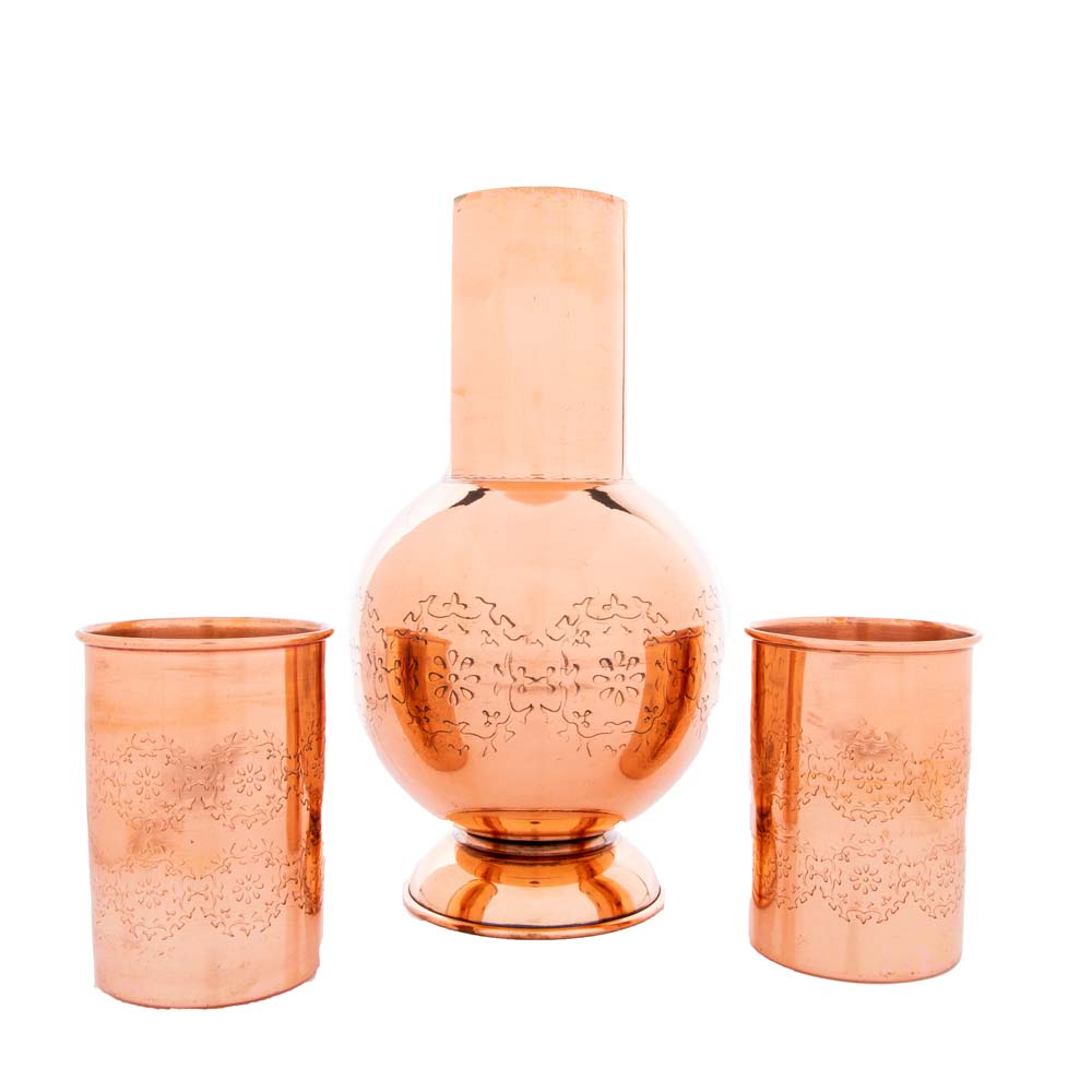 copper jug and glass