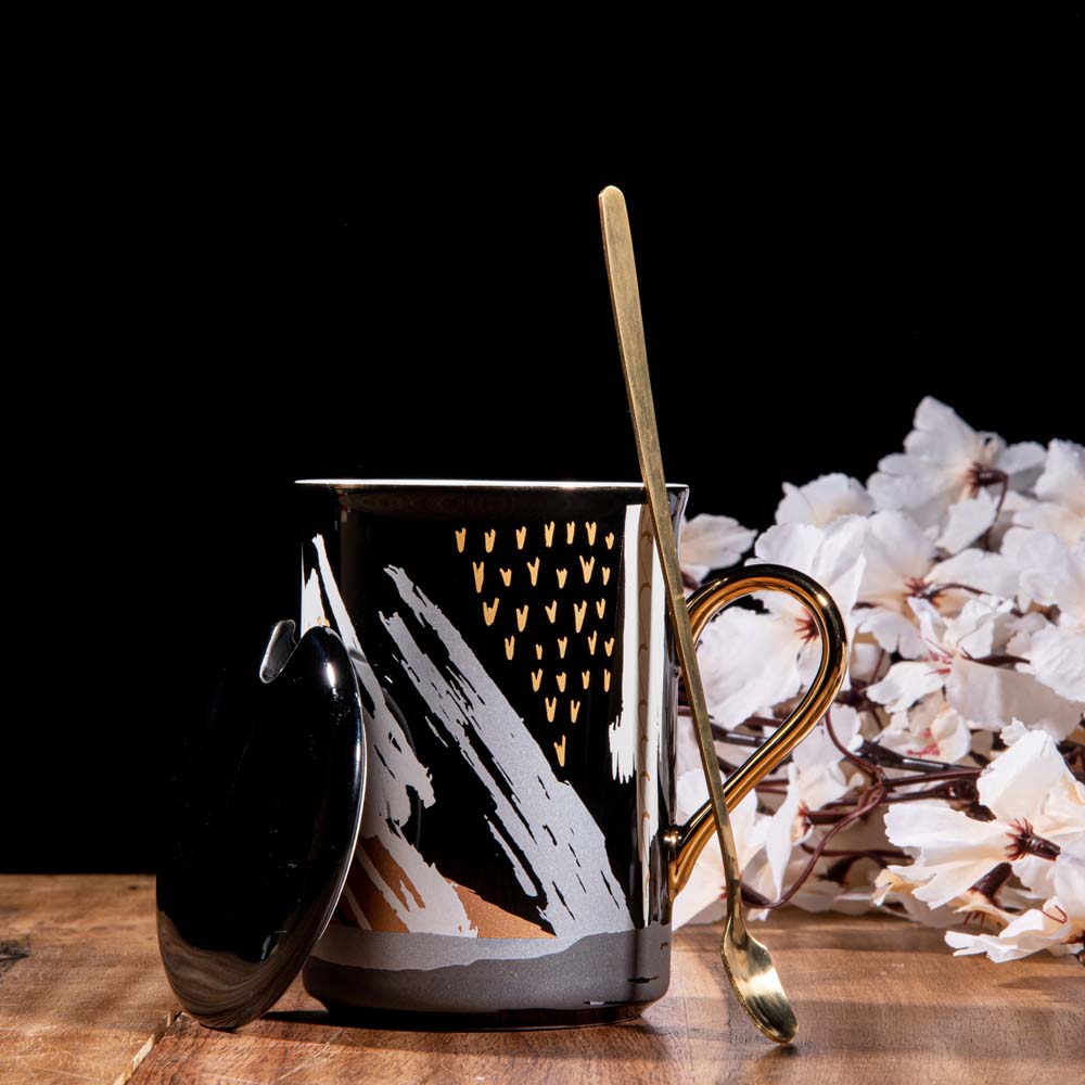 Black ceramic coffee cup